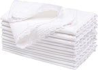 Ramanta Home White Coth Dinner Napkin Set of 12 Premium Easter Cotton 20X20 Inch Oversized Linen Flax Lace Soft & Durable Washable Ideal for Spring Basket Decor, Wedding Parties, Birthday