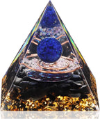 Crystal Pyramid, Lapis Lazuli & Obsidian Healing Crystal Pyramid Porstive Energy Generator, Natural Crystals Energy Pyramid for Attract Wealth Success and Lucky