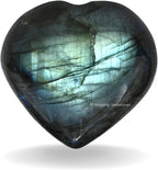Amazing Gemstone Labradorite Crystal Heart Palm Stone - Pocket Massage Worry Stone for Natural Body Chakra Balancing, Reiki Healing and Crystal Grid