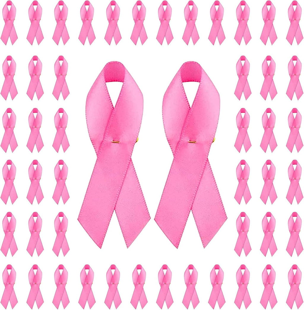 WANDIC Polyester Ribbon Satin Pins, Cancer Awareness Ribbon Pins Hope Faith Awareness Brooch for Party Event Supplies Clothing Decoration, 7.5cm