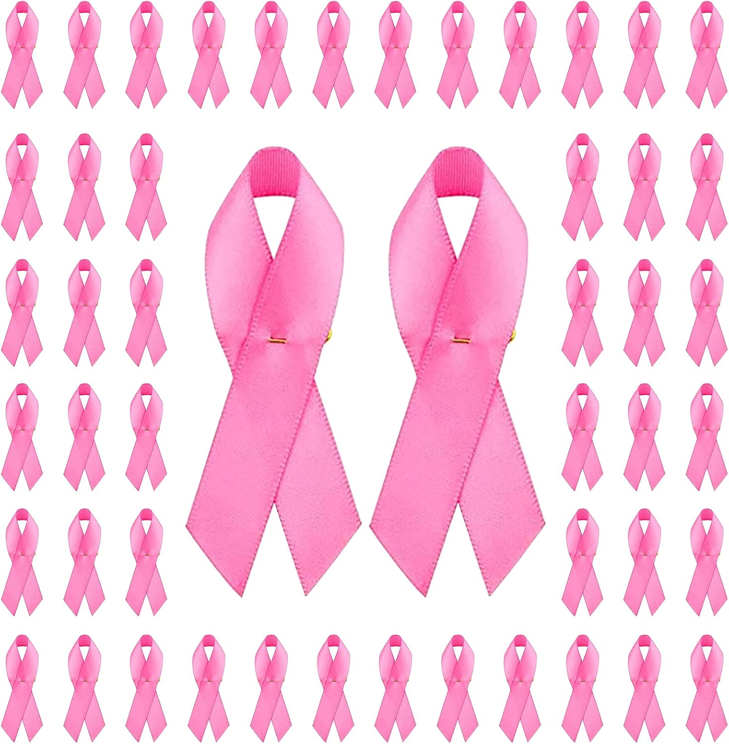WANDIC Polyester Ribbon Satin Pins, Cancer Awareness Ribbon Pins Hope Faith Awareness Brooch for Party Event Supplies Clothing Decoration, 7.5cm