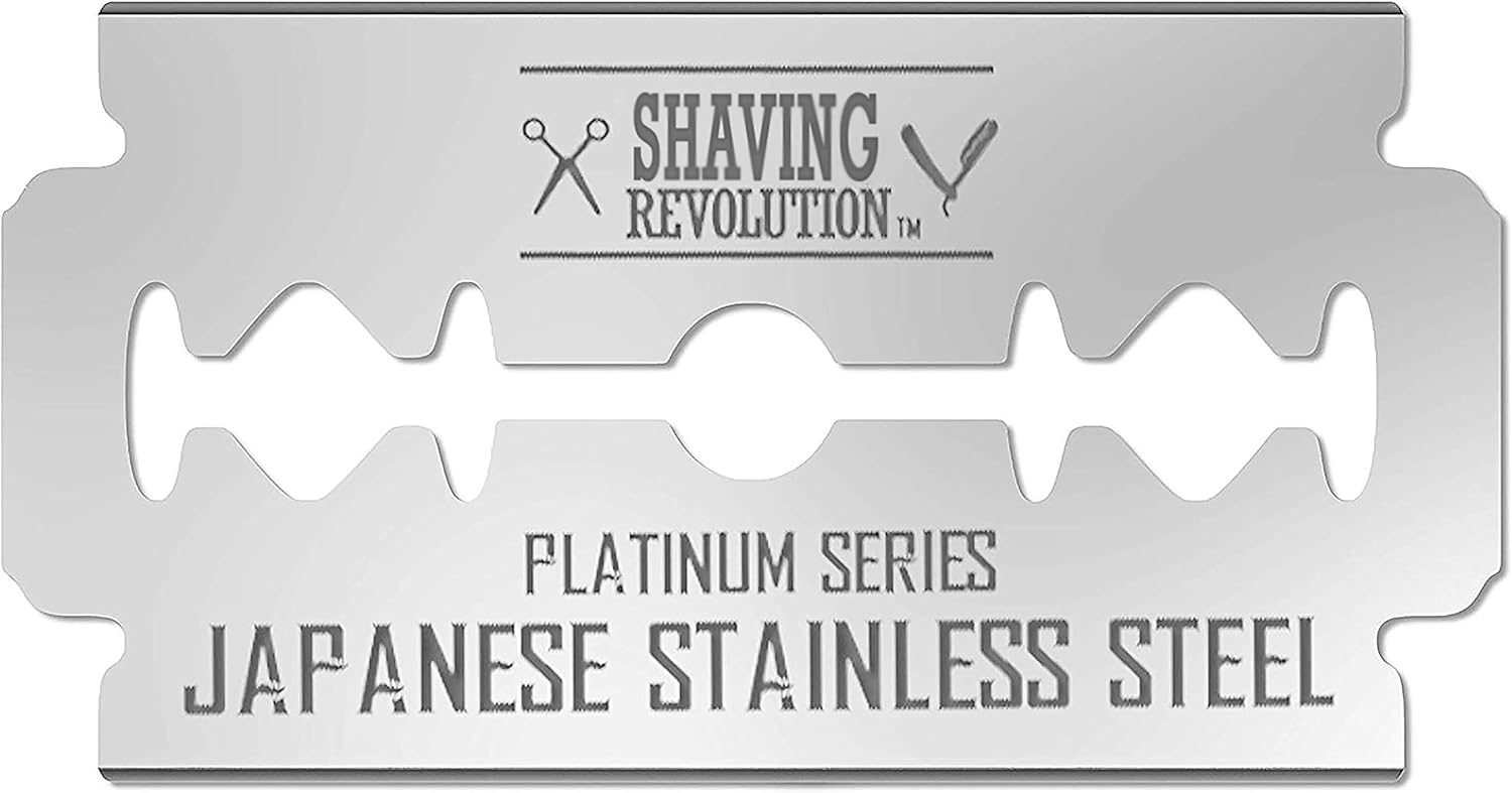 SHAVING REVOLUTION Double Edge Razor Blades - Men's Safety for Shaving Platinum Japanese Stainless Steel a Smooth, Precise and Clean Shave - 50 Count
