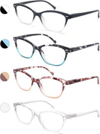 MODFANS Round Stylish Reading Glasses Pair with Spring Hinge Fashion Glasses for Reading for Men and Women (4 pack mix color, 0.5)