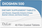 Dulac Diosmin 500, Micronized Diosmin Hesperidin Dietary Supplement 1000mg per serving, Horse Chestnut Extract, Butcher’s Broom & Red Grape Extract, Leg Circulation Support, 40 Tablets, Made in Italy