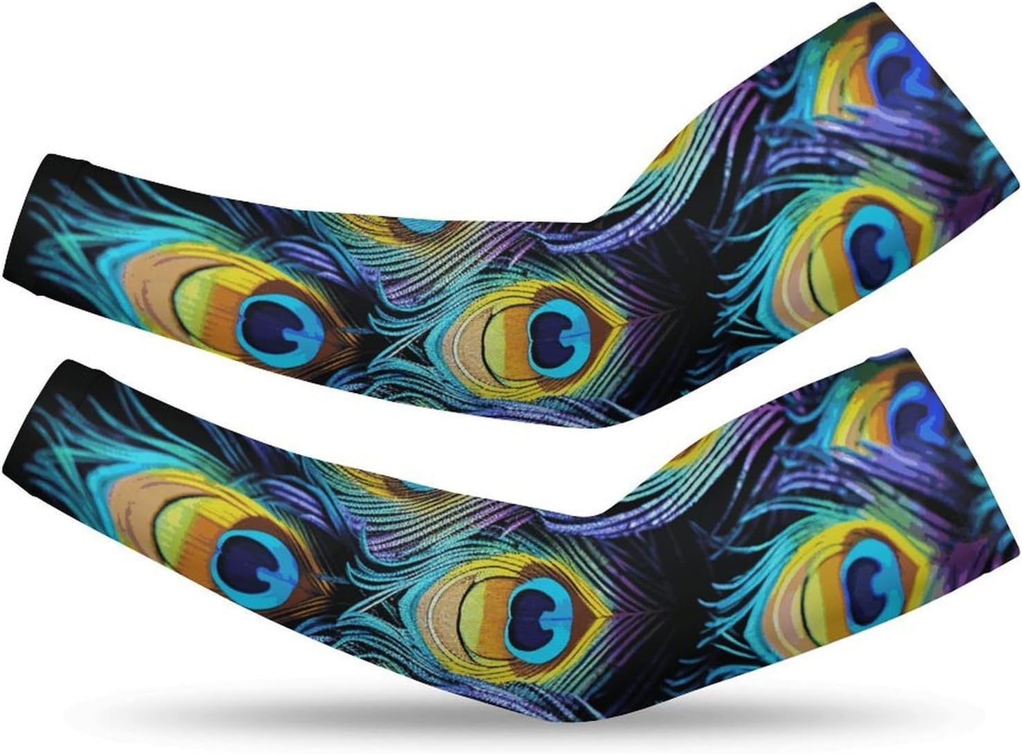 UV Sun Protection Cooling Arm Sleeves for Women Men - A Bunch of Peacock Feathers Arm Cover Sports Tattoo Cover Up
