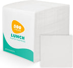 JINVOGREEN 500 Count White Paper Napkins Bulk - 2-Ply Disposable Dinner Napkins 6.5x6.5 Inch, Soft Absorbent Cocktail Napkins for Everyday Use, Restaurants, Parties, Weddings (13x13 Inch Unfolded)