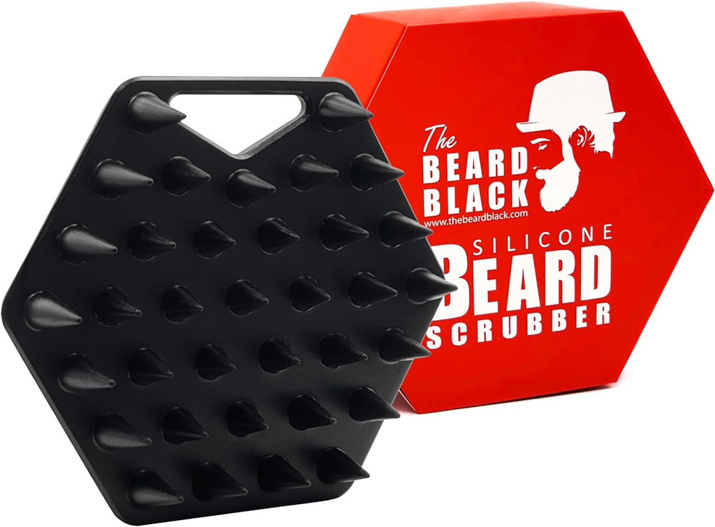 The BEARD BLACK Silicone Beard Scrubber, Facial Hair Exfoliator Brush, Deep Cleans, Removes Beardruff & Dandruff, Unclogs Pores & Helps Hair Growth, Soft-Touch Shower & Bathroom Accessory for Men