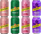 Schweppes Ginger Ale Variety Pack, 4 Flavor White Peach, Regular, Raspberry, Dry Grape, 12 fl oz cans