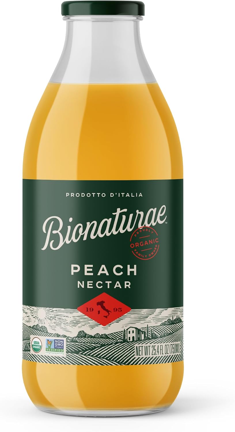 Bionaturae Organic Peach Nectar - Peach Juice, Peach Nectar Juice, Non-GMO, USDA Certified, No Sugar Added, No Preservatives, Organic Peach Nectar, Made In Italy - 25.4 Oz