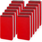 12 Pack mini Spiral Steno Pads,3x5 Inch Small Notepads,Mini Memo Spiral Notepads, Small Pocket Notebooks, College Ruled Lined Note Pads For Kids Adults Outdoor ,Home,School,Office,75 Sheets/150 Pages (Red)