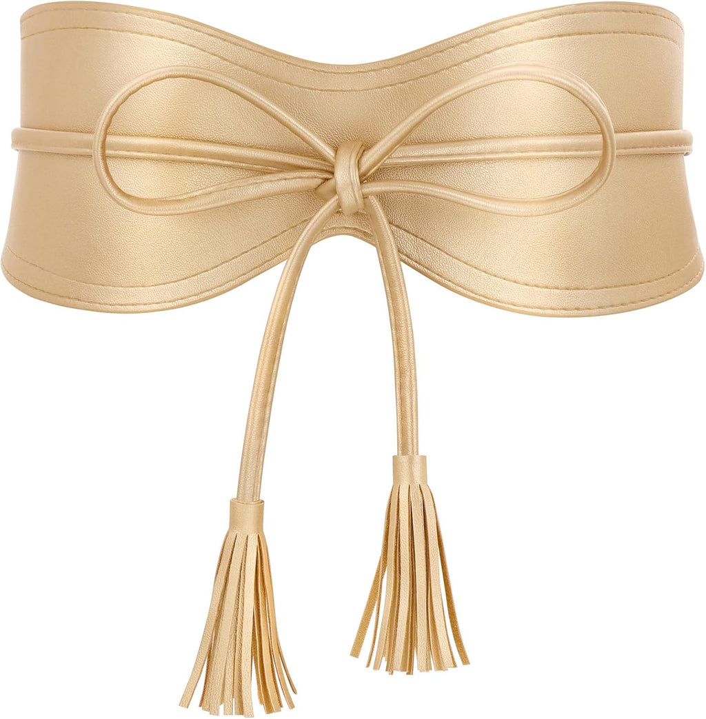 XZQTIVE Women Wide Belt for Dress Fashion Ladies Cinch Obi Belt Waistband with Tassel Tie
