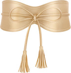 XZQTIVE Women Wide Belt for Dress Fashion Ladies Cinch Obi Belt Waistband with Tassel Tie