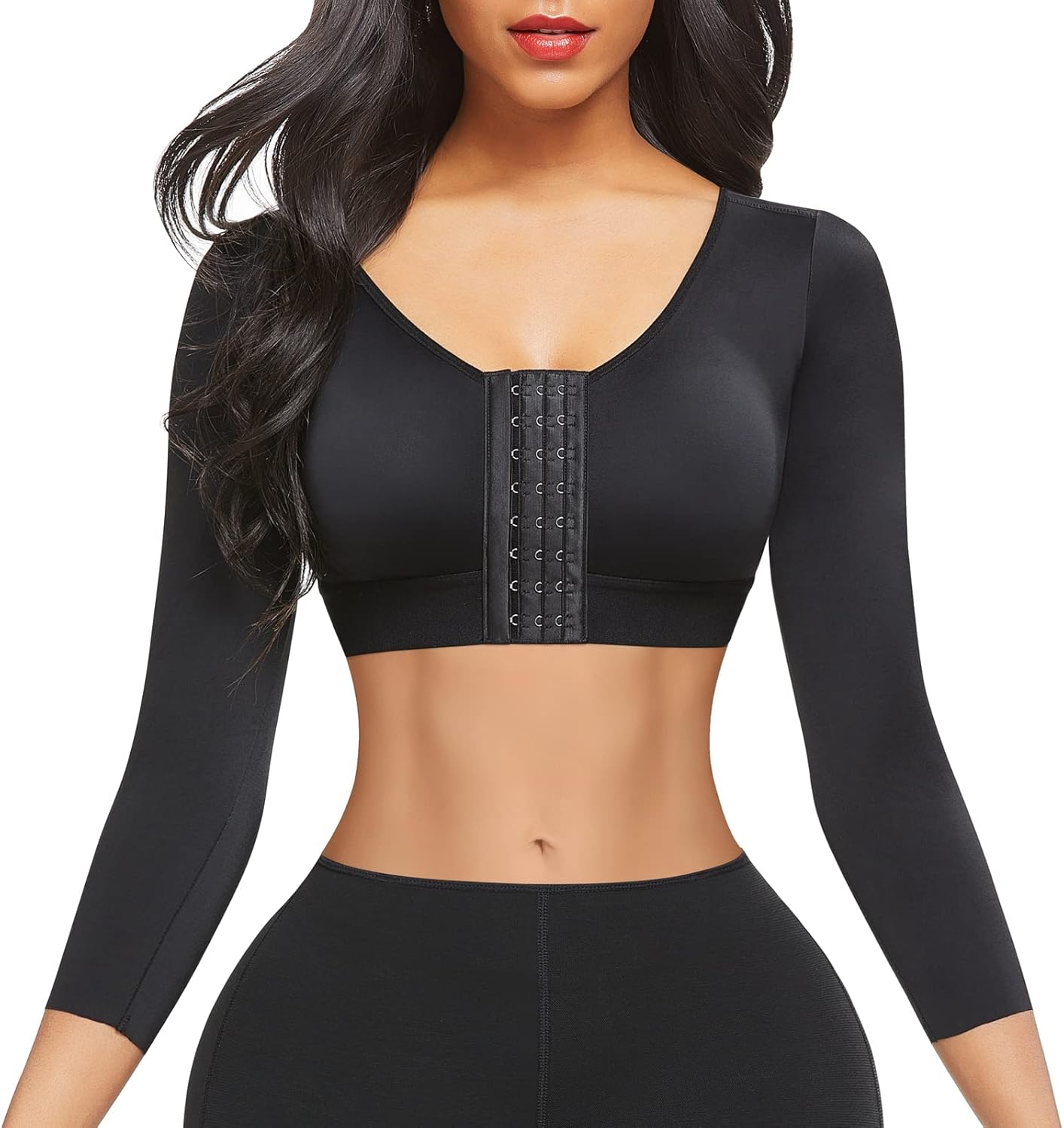 FeelinGirl Arm Shaper for Women Post Surgery Arm Lipo Compression Sleeves Slimming Arm Faja Front Closure Shapewear Bra
