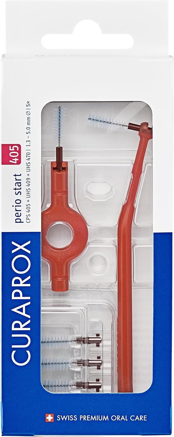 Curaprox Interdental Brush Set CPS 405 Perio Start – for Larger Gaps & Gum Care | Includes 5 Brushes & Dual Holders for Flexible Cleaning | Swiss Made