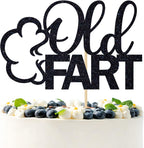 Black Glitter Old Fart Cake Topper, Holy Shit You're Old/Old AF, Funny 30th/40th/50th/60th/70th/80th/90th Birthday Party Decorations