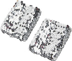 Stylish Stretchy Elastic Arm Sleeves Blingbling Sequins for Costume Women's Cuffs Arm Sleeve with Stunning Sequins, Approx.7x10cm/2.76x3.94'', Silver