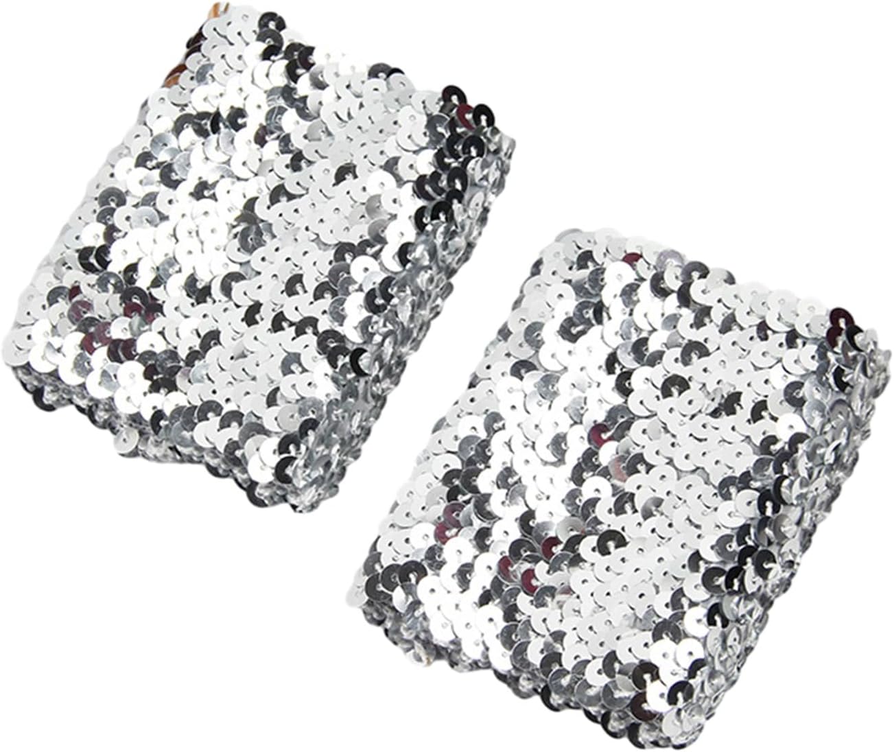 Stylish Stretchy Elastic Arm Sleeves Blingbling Sequins for Costume Women's Cuffs Arm Sleeve with Stunning Sequins, Approx.7x10cm/2.76x3.94'', Silver