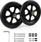 2 Pcs 8 Inch Walker Wheels Replacement Solid Wheelchair Front Wheels,Anti-Slip Rubber Rollator Replacement Wheels for Wheelchairs, Rollators, Walkers
