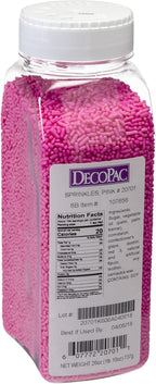 DecoPac Pink Sprinkles | Extra Large 26oz Pack | Cake Sprinkle Mix, Fancy Sprinkles For Cake Decorating, Handheld Container, Candy Sprinkles, Cake Sprinkles - Pink