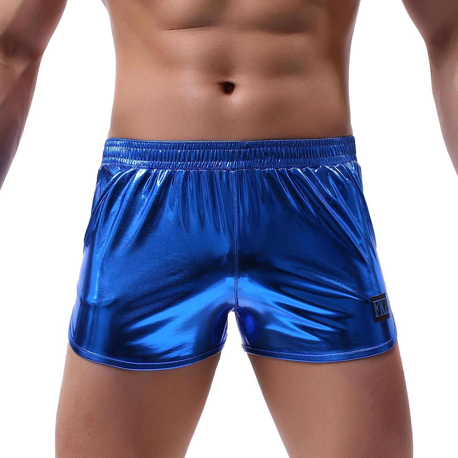 Mens Metallic Shorts Sparkly Shiny Holographic Short Pants Rave Outfits Booty Shorts with Pockets