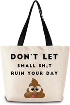 Funny Poop Tote Bag Reusable Grocery Bags Aesthetic Shopping Shoulder Handbag with Interior Zipper Pocket Stylish Funny Poop Present for Women