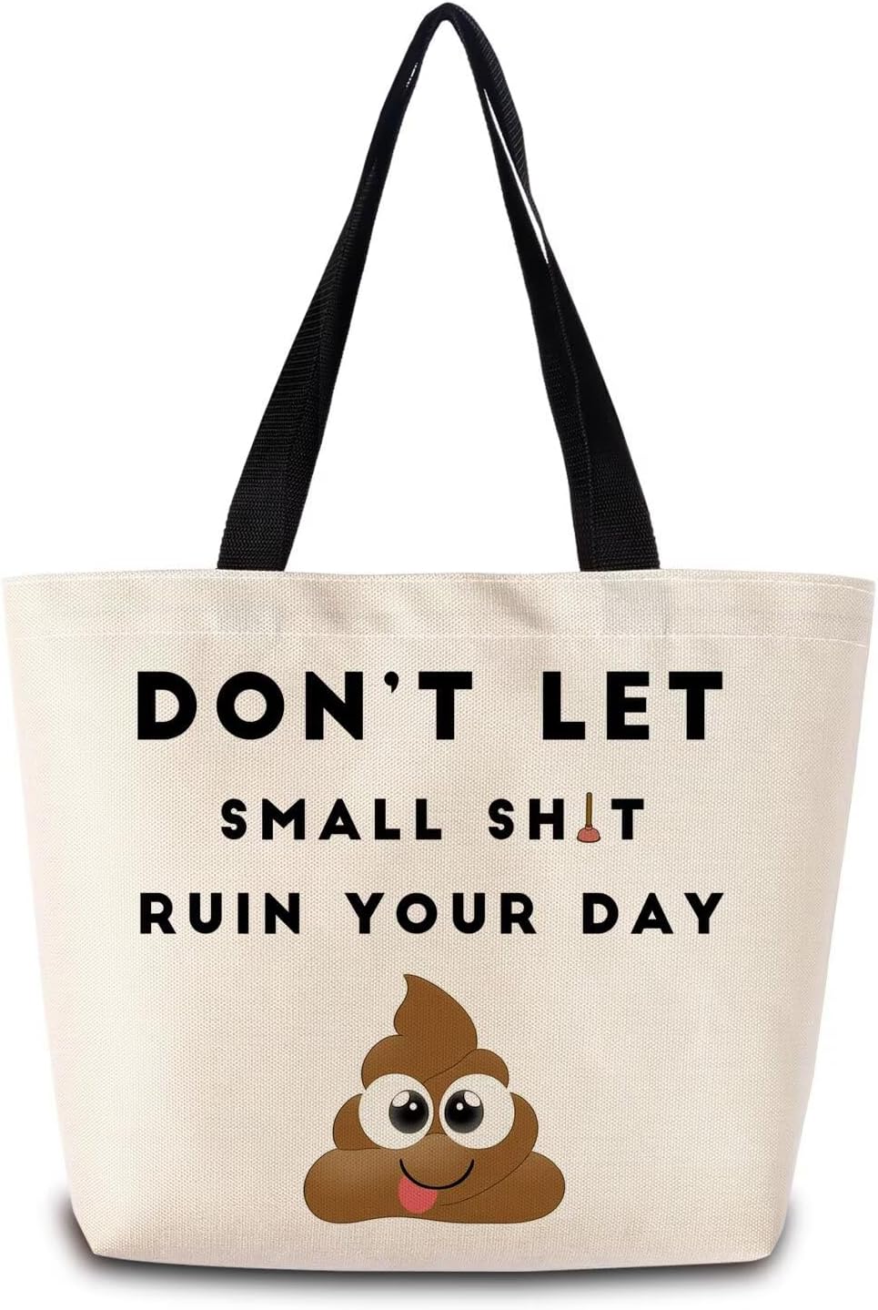 Funny Poop Tote Bag Reusable Grocery Bags Aesthetic Shopping Shoulder Handbag with Interior Zipper Pocket Stylish Funny Poop Present for Women