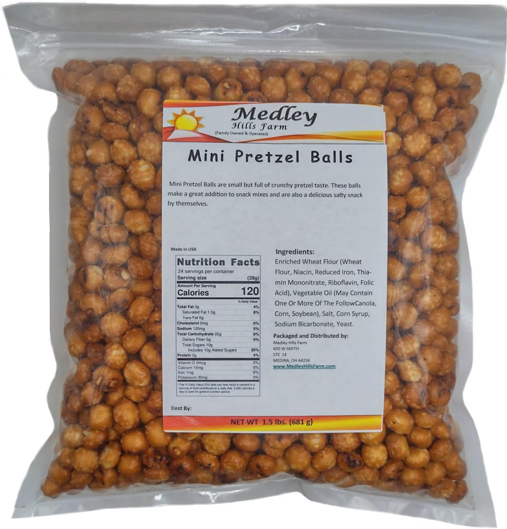 Medley Hills Farm Mini Pretzel Balls - Pretzel rounds - Nuggets - in Resealable Bag - 1.5 lbs