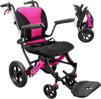 Wheelchairs for Adults Ergonimic Transport Chair Lightweight Foldable with 12-inch Big Wheels for All Terrains Travel Wheelchair with Removable Cushion