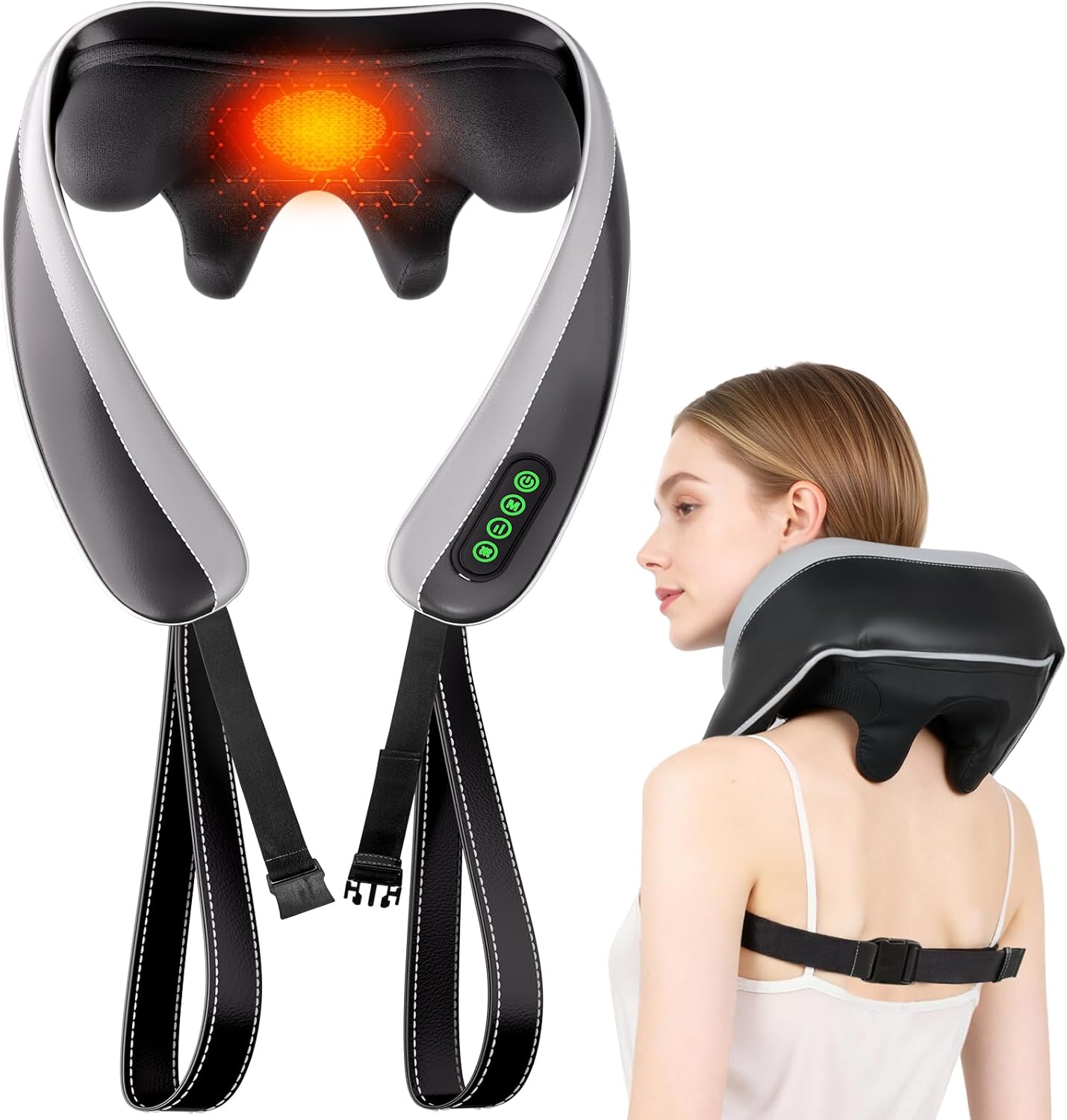 6D Neck Massager for Pain Relief Deep Tissue, Kneading Shiatsu Neck and Shoulder Massager with Heat,Cordless Massager for Back and Shoulder Pain, Mothers Day Gifts for Women Fathers Day Men