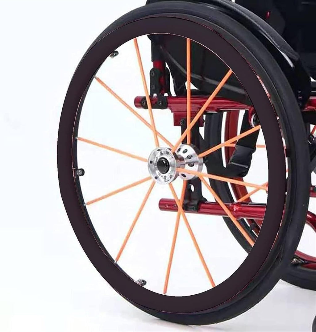 24-Inch Rear Wheel Sports Wheelchair Cover, 1Pair Wheelchair Push Rim Covers, Silicone Hand Push Cover, Improve Grip and Traction (Color : Black)