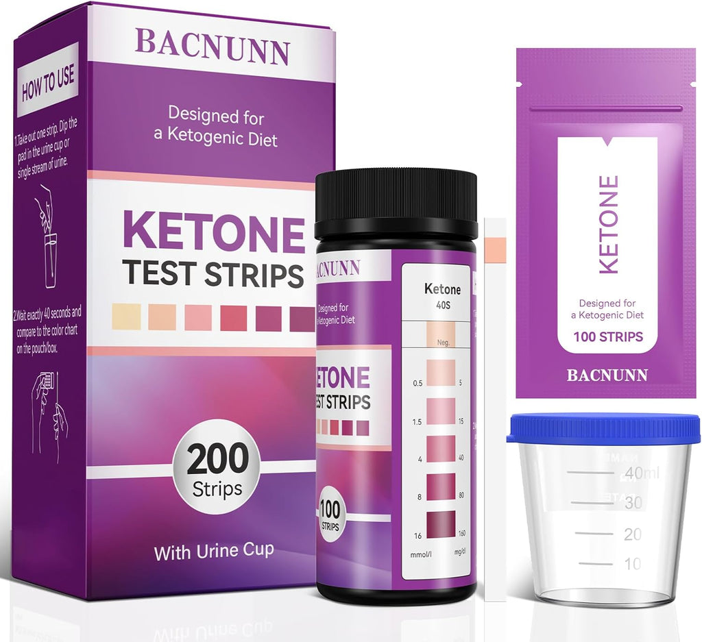 Ketone Test Strips - Upgraded 200 Keto Sticks Urine Test for Ketogenic & Low-Carb Diets with Urine Cup - Ketosis Home Urinalysis