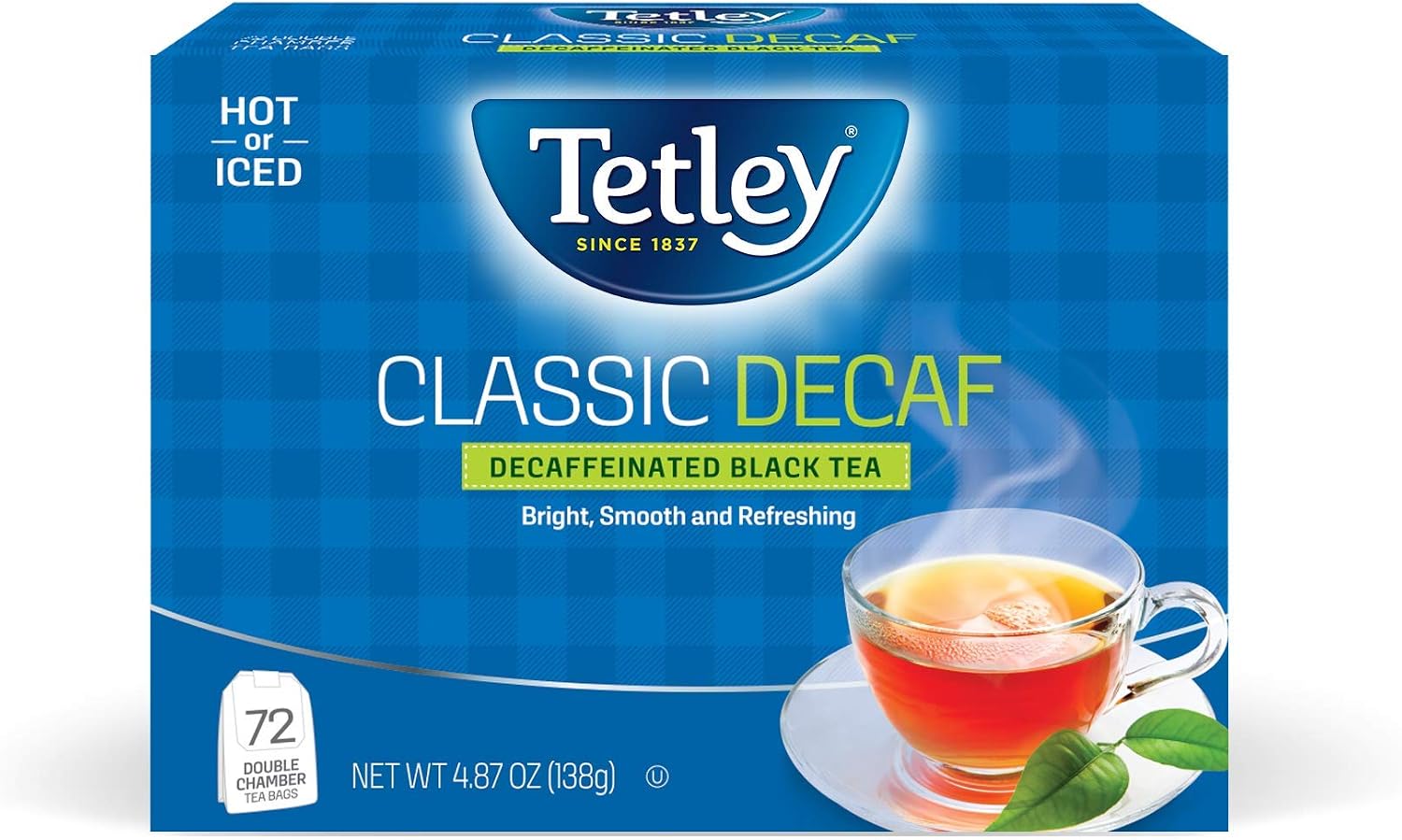 Tetley Classic Blend Decaf Premium Black Tea, Decaffinated Tea, 72 Tea Bags (Pack of 12), Rainforest Alliance Certified