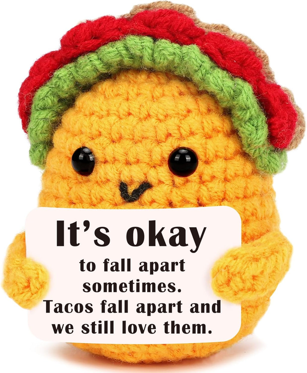 OCCdesign Mini Inspirational Gift for Women Men Christmas Birthday Handmade Crochet Taco for Encouragement Support Get Well Soon Self Care Gift for Best Friends Sister Mom Mental Health Cheer-Up