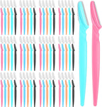 100 Pcs Eyebrow and Face Razors for Women and Men, Multi-Color Facial Shavers with Protective Covers, Safe for Beginners