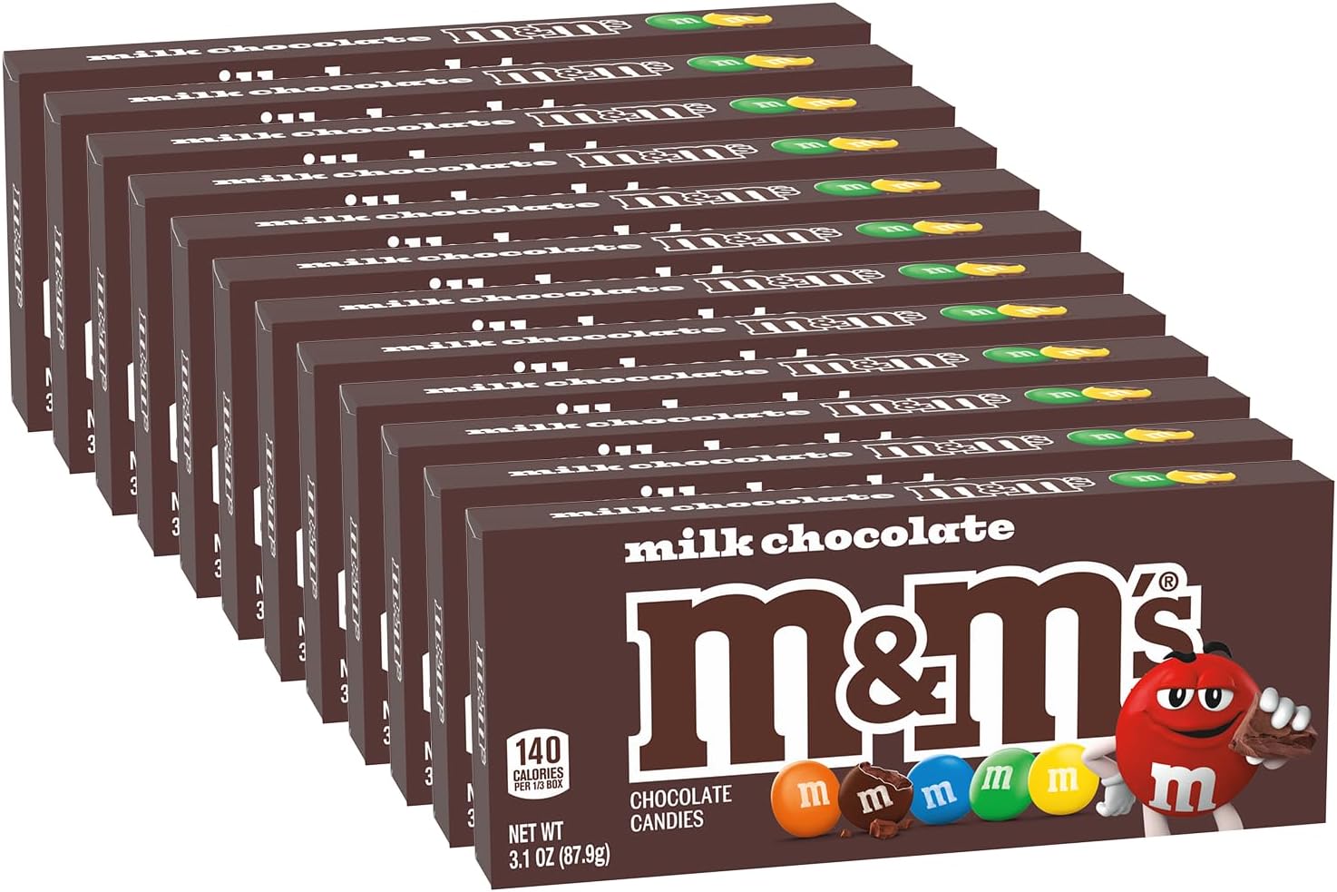 M&M'S Milk Chocolate Candy Movie Theater Box, 3.10 Ounce (Pack of 12)