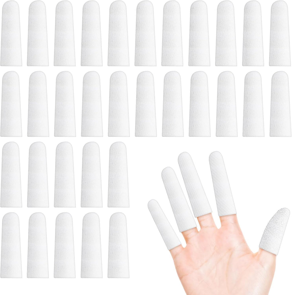 200 pcs Cotton Finger Cots - Cloth Finger Cots Finger Toe Sleeves Fingertips Protective Cover, White Finger Cots Finger Protectors, Thumb Protector for Finger Tips Comfortable and Breathable(White)