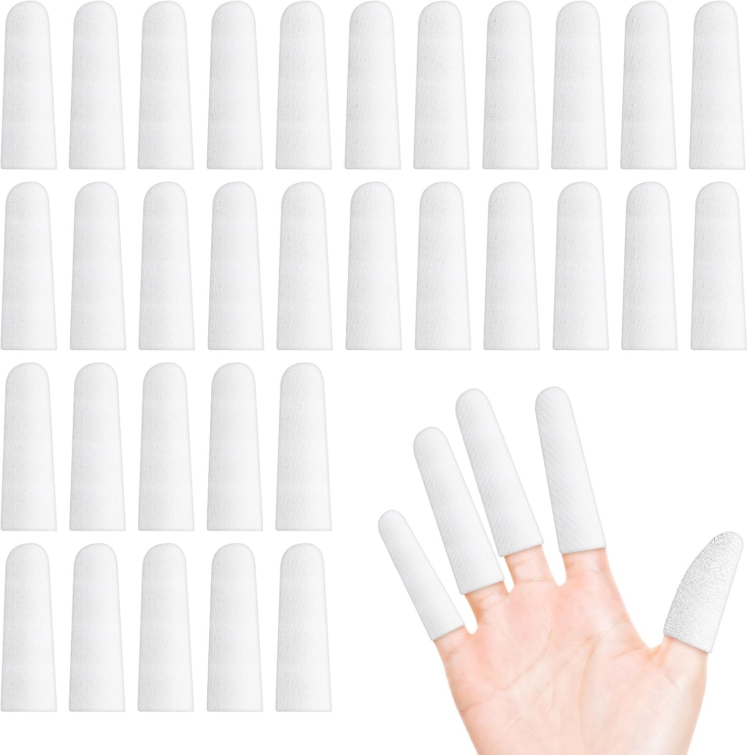 200 pcs Cotton Finger Cots - Cloth Finger Cots Finger Toe Sleeves Fingertips Protective Cover, White Finger Cots Finger Protectors, Thumb Protector for Finger Tips Comfortable and Breathable(White)