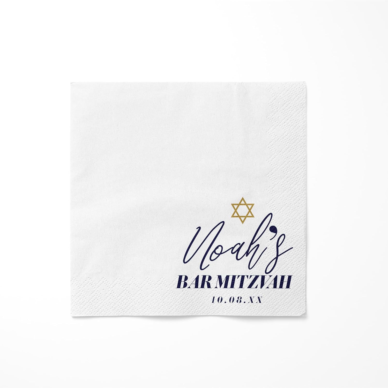 Infusion Personalized 2-Ply Paper Cocktail Napkins - Customizable for Jewish Bar/Bat Mitzvah Parties (Bar Mitzvah)
