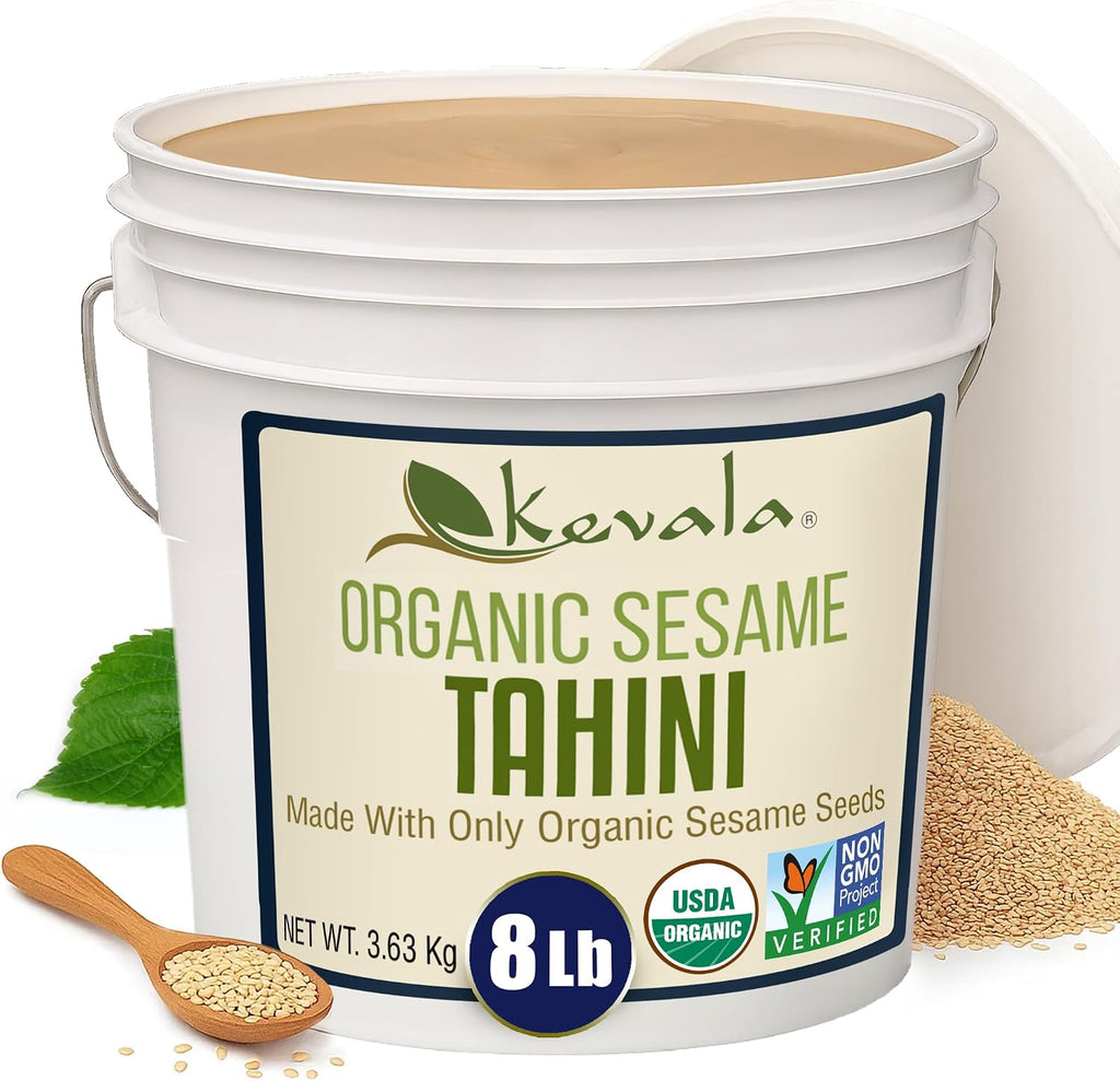 Kevala Organic Sesame Tahini – USDA Organic, Non‑GMO Project Verified & Kosher Certified | (8 Lb (Pack of 1))