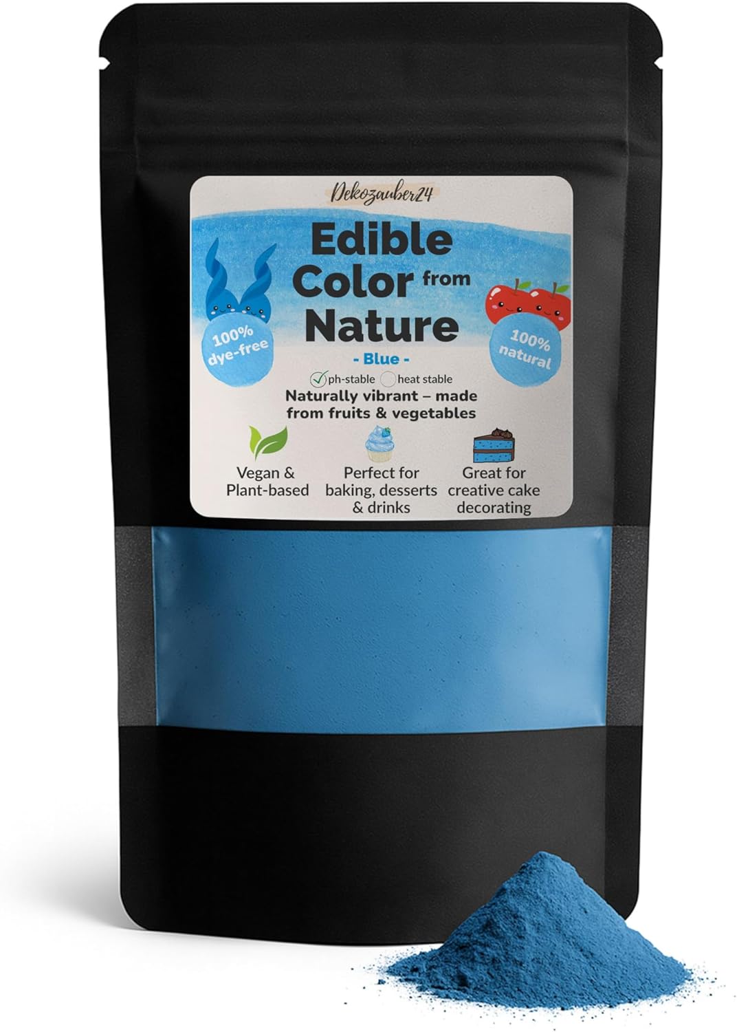 Dekozauber24 Natural Food Coloring, 0.35oz powder, dye free, vegan, gluten free and plant based (Blue, 0.35oz)