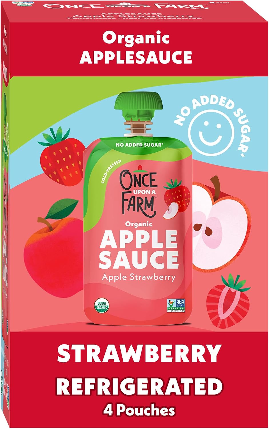 ONCE UPON A FARM Organic Strawberry Applesauce Multipack, 12.8 OZ