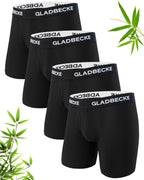 Mens Underwear Bamboo Rayon Breathable Boxer Briefs with Fly, No Riding Up & Moisture-Wicking Boxers for Men 4 pack