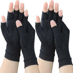 2 Pairs Copper Arthritis Compression Gloves for Rheumatoid, Osteoarthritis, Carpal Tunnel Pain Relief, Compression Hand Gloves for Women & Men,Anti-Slip Fingerless Gloves for Work,Typing (S)