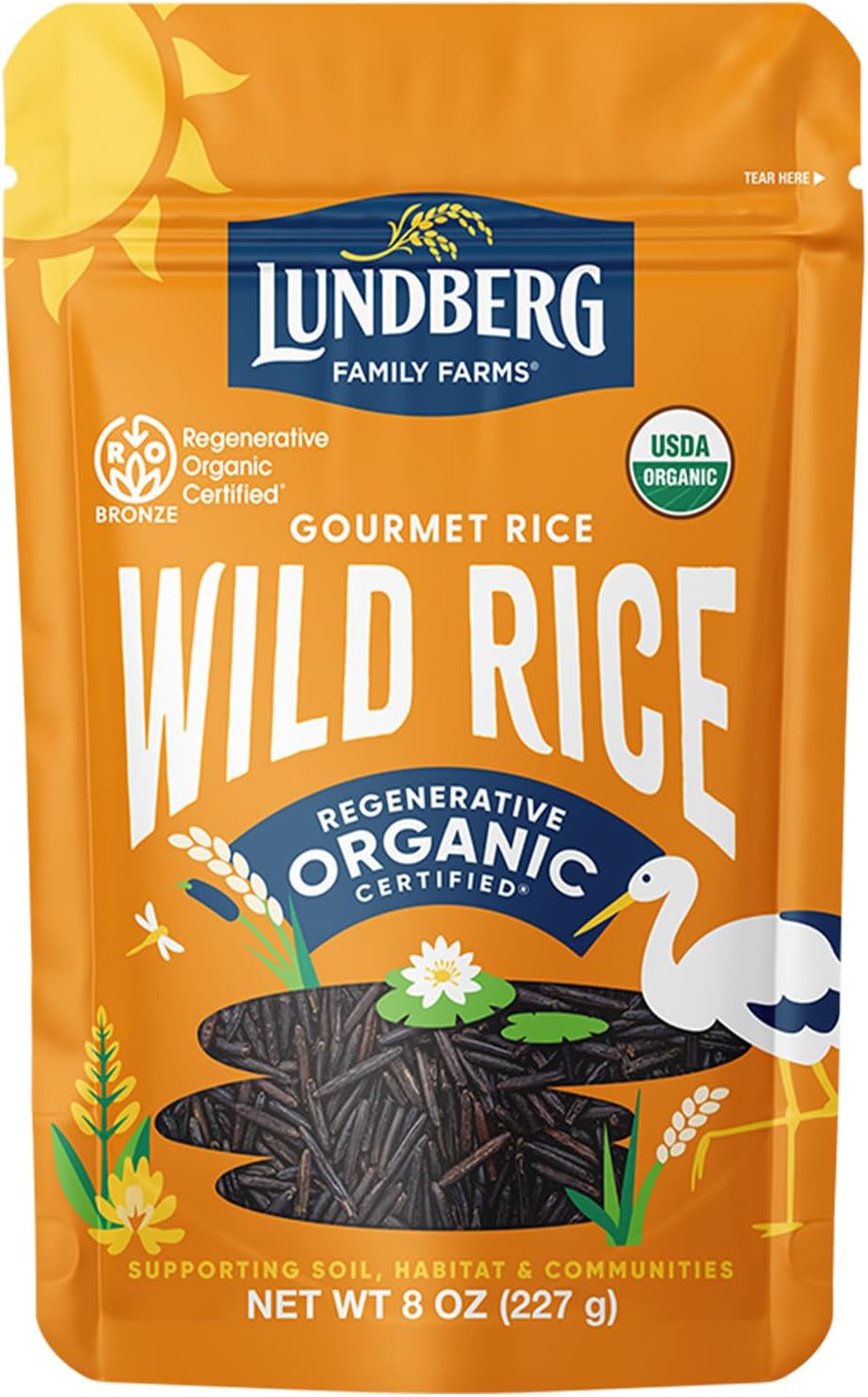Lundberg Wild Rice, Regenerative Organic Certified – 100% Natural California Cultivated Wild Black Rice, 8 Oz