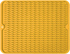 Large 14" x 11" Silicone Dish Drying Mat for Kitchen Counter, Easy clean, Quick Dry, Heat-resistant Dish Drainer Mat for Sink,Refrigerator or Drawer liner (Food Grade Silicone-Yellow)