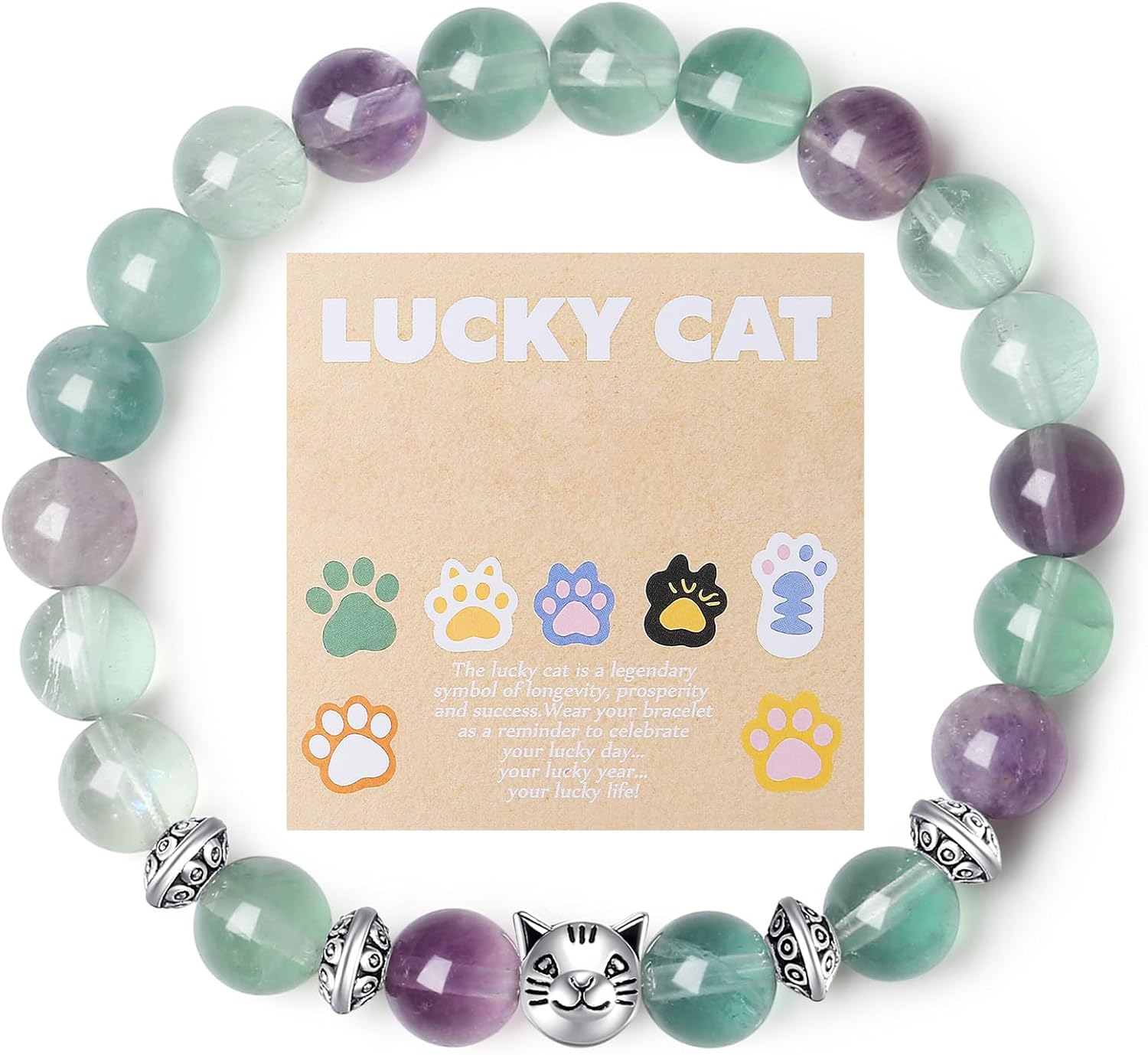 MAIBAOTA Elephant Gifts for Women Elephant/Cat/Turtle/Owl Bracelet 8 mm Round Gemstones Animal Style Bracelets Stretch Bracelet Christmas Gifts for Women