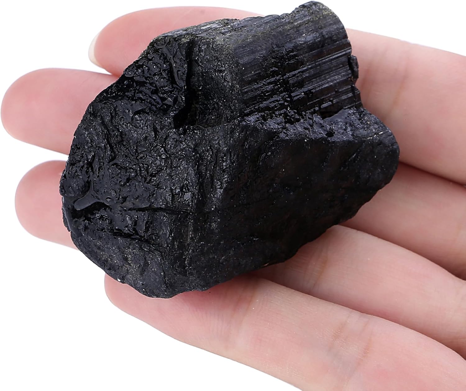 XIANNVXI Black Tourmaline 1.8-2.2" Large Raw Crystals and Healing Stones Natural Rough Crystal Rocks for Decor Gifts Tumbling Cabbing Polishing Fountain Rocks 1PCS