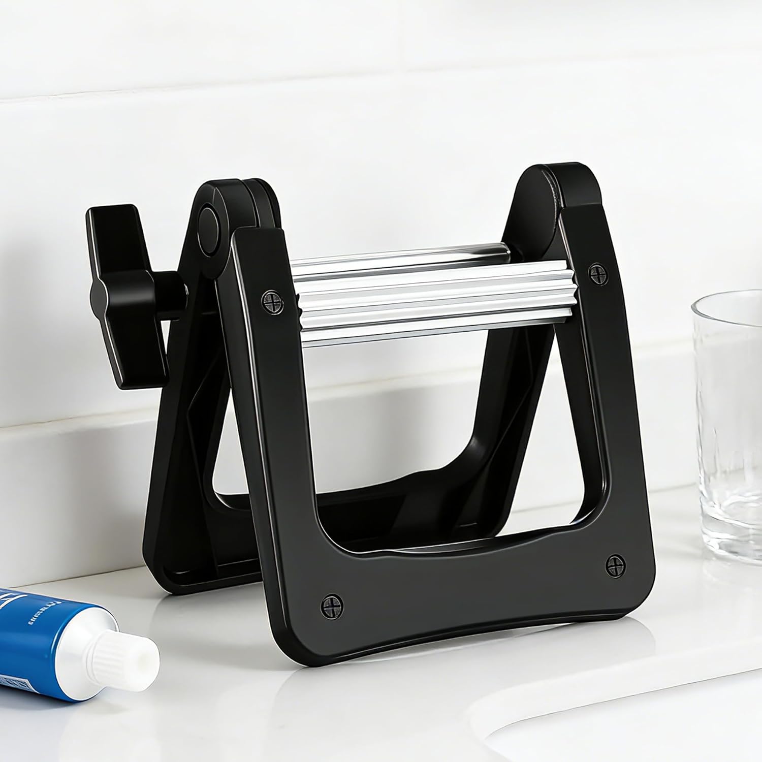 Black Aluminum Alloy Toothpaste and Hair Dye Squeezer Tool Manual Tube Extruder for Home Bathroom Use