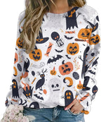 domirica Sweatshirt for Women Halloween Print Fashion Comfy Fall Oversized Outfits Crewneck Lightweight Cotton Shirts