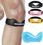 Silicone Patellar Tendon Support Strap, Adjustable Non-Slip Patella Band Stabilizer Knee Brace for Jumpers Knee, Tendonitis, Basketball, Volleyball, Squats, Black